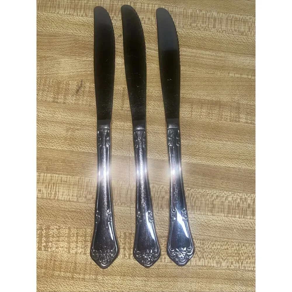 Oneida USA ARBOR ROSE TRUE ROSE Stainless Dinner Knife Silverware Flatware Set 3